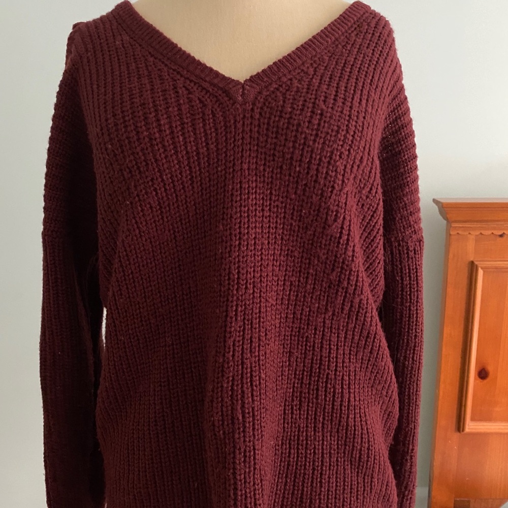Open shoulder knit sweater